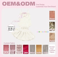 Ensemble 2 pièces pour bébé fille OEM ODM : Haut caraco côtelé abricot avec nœud et jupe-culotte, personnalisable avec logo