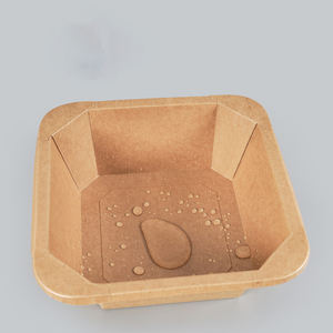 Conteneur à salade carré en papier jetable écologique de 500 ml, boîte à emporter octogonale en papier kraft blanc - Product Image 1