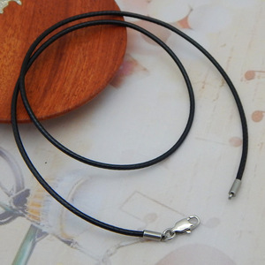 Wholesale 1mm 2mm 3mm <strong>Black</strong> Wax Cord <strong>Chain</strong> Stainless Steel Buckle PU Leather <strong>Rope</strong> <strong>Chain</strong> Necklace for Hanging Jewelry <strong>Pendants</strong> - Product Image 3