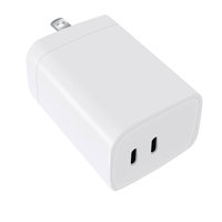 Cargador de Pared Rápido GaN de 65W con Doble Puerto Tipo-C, Enchufe Plegable, Carga PD 3.0 para Reloj Inteligente, Laptop, Tablet, Teléfono Móvil