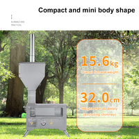 Poêle à granulés de biomasse avec fenêtres en verre, poêle de camping détachable, poêle à granulés de bois portable pour l'extérieur