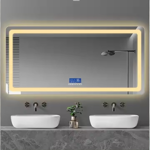 Lavabo de salle de bain rectangulaire moderne à <span class=keywords><strong>LED</strong></span> avec <span class=keywords><strong>miroir</strong></span> Bluetooth, indice de protection IP66, pour salon, hôtel ou appartement - Product Image 5