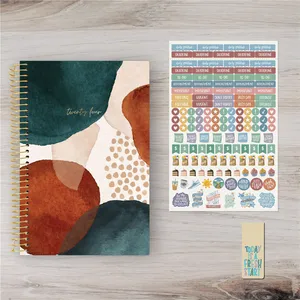 Notebook jurnal A6 A5 2024 Organizer A4 kustom anggaran harian 2025 perencana Set kalender Bank Para untuk siswa desain bahagia