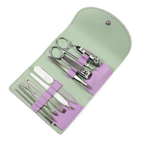 Kit d'outils professionnels portables en acier au carbone 10-en-1 pour manucure et pédicure, coupe-ongles, emballage personnalisé, vente en gros