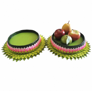 ถาดกระดาษใบตองทำมือ ประดับกลีบดอกบัว ขนาดสั่งทำได้ ผลิตจากผ้าคุณภาพสูง ออกแบบสำหรับงาน DIY ดอกไม้ - Product Image 5