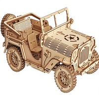 Vente en gros de puzzles en bois 3D, modèle de véhicule tout-terrain mécanique, kit de construction, jouet éducatif STEM, casse-tête DIY, 50 pièces, cadeau d'anniversaire
