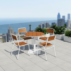 Chaise <span class=keywords><strong>de</strong></span> <span class=keywords><strong>jardin</strong></span> en plastique, bois <span class=keywords><strong>et</strong></span> métal pour 4 personnes avec table, chaise <span class=keywords><strong>de</strong></span> salle à manger pour patio, ensembles <span class=keywords><strong>de</strong></span> <span class=keywords><strong>jardin</strong></span> imperméables pour l'extérieur <span class=keywords><strong>et</strong></span> l'intérieur - Product Image 2