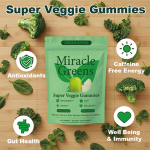 Gomitas Super Vegetales <span class=keywords><strong>Miracle</strong></span> Greens OEM, 60 Unidades, Sabor a Manzana Verde, Sin Azúcar, Superalimento Vegano, Probiótico Dietético para Adultos - Product Image 3