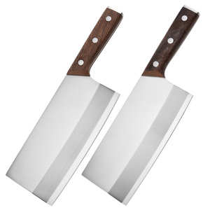 Couteau de cuisine ambidextre Lin Tai en acier 3Cr avec manche en bois traditionnel chinois pour hacher, trancher et préparer les légumes en hôtel - Product Image 1