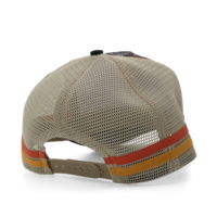 Casquette Trucker en Cuir avec Écusson, Casquette en Maille Courbée à 5 Panneaux, Profil Élevé, Rayures Imprimées Style Campagnard, Casquette Snapback Personnalisée