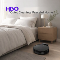 Robot aspirateur et serpillière, aspiration 3770 Pa, bac à poussière 220 ml, batterie 2600 mAh, autonomie 90 min avec station de charge, fonction de nettoyage à sec, noir
