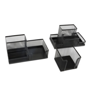 Multifunction Black Metal Desktop Pen Holder Office Storage Box Pencil Desk Mesh Organizer Brush Pot Storage