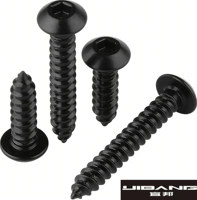 Vis autotaraudeuses à tête cylindrique hexagonale noire, métriques M2-M6, grade 8.8, sur mesure, norme DIN, à bride, filetage à droite
