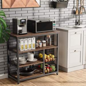 Cuisine Baker Rack 4 Niveau & 4 Niveau Micro-ondes De Stockage Stand avec 2 Slide-Out Mesh Paniers Vintage Étagère de Rangement pour Épices - Product Image 2