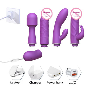 Set <span class=keywords><strong>de</strong></span> Cuatro Piezas: Vibrador Reemplazable, Juguete Sexual para Punto G, Masturbador Femenino, Varita <span class=keywords><strong>de</strong></span> Masaje AV, Estimulador para Adultos, Vibrador Conejo - Product Image 3