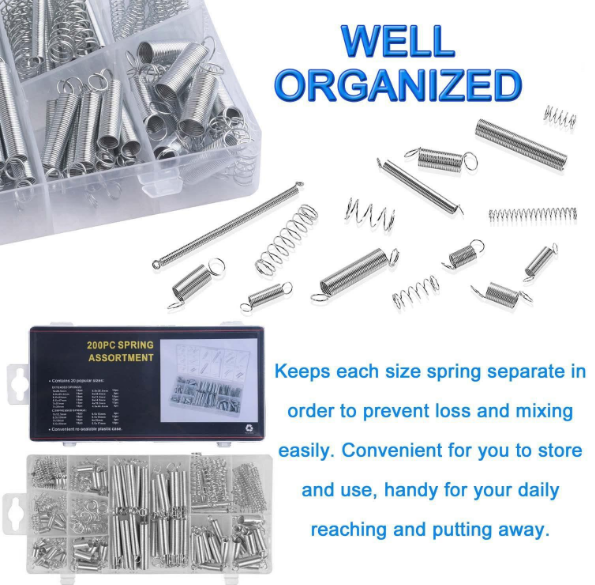 200PC Spring Set Tension Spring Hardware Accessory Set