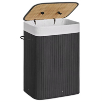 Vente en gros Panier à linge pliable en bambou avec couvercle pour le rangement de la maison pour la salle de bain