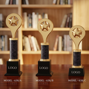 Gold Plated Star <b>Trophy</b> Engraving Casting Portable Design Black Marble Base for Sports Games Awards POOJA GIFT CORPORATION Model - Product Image 1