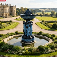 YOUFINE Grande fontaine à étages en bronze avec statue de dame et tête de lion, pour la décoration des allées d'hôtels et des grands jardins de villas
