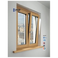 Ventana Oscilobatiente de Madera con Revestimiento de Aluminio PDP con Persiana, Vidrio Templado y Aislamiento Térmico