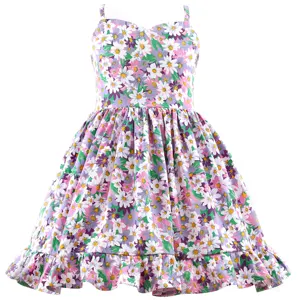 Blumen mädchen Kleid Baumwolle rücken freie Baby kleider verstellbare Schlinge Kleid lässig Kinder kleidung für 1-10 Jahre alt