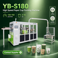 Machine à fabriquer des gobelets en papier à grande vitesse 120-150 pcs/min, PLC, boîte de vitesses à roulements, 380V 50HZ, pour gobelets jetables à café et boissons chaudes