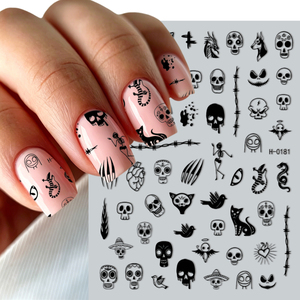 Autocollants 3D pour ongles <span class=keywords><strong>Halloween</strong></span>, <span class=keywords><strong>d</strong></span>écorations <span class=keywords><strong>d</strong></span>'ongles gothiques noirs avec crânes et araignées, autocollants adhésifs pour <span class=keywords><strong>manucure</strong></span> de fête <span class=keywords><strong>d</strong></span>'<span class=keywords><strong>Halloween</strong></span> - Product Image 3