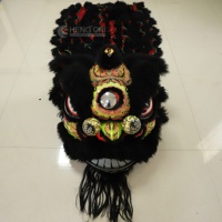 Costume de mascotte de lion noir imposant, fait main, en laine et polyester, taille unique, unisexe adulte, pour spectacle traditionnel