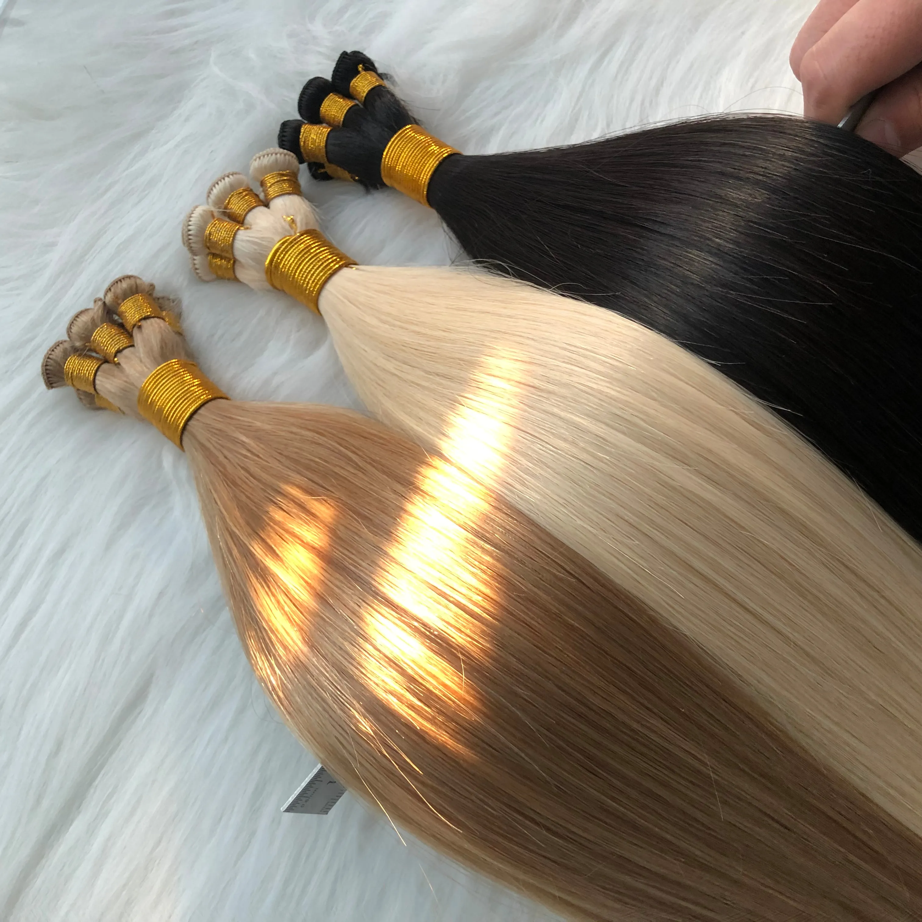 BEST QUALITY human hair Double Drawn Hand-tied wefts Hair Extension