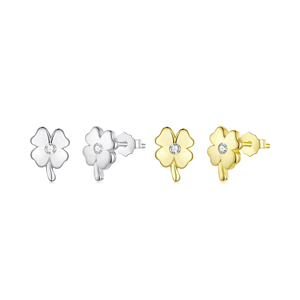 Lindos pendientes con forma de flor y piedra de circón, chapados en oro y plata, regalo de joyería unisex - Product Image 1