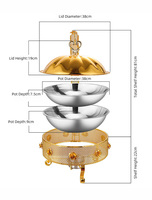 Ensemble de buffet de luxe décoratif et élégant, avec chauffe-plat suspendu doré en acier inoxydable