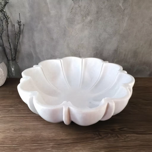 White Marble Floral <b>Bowl</b> - Product Image 6