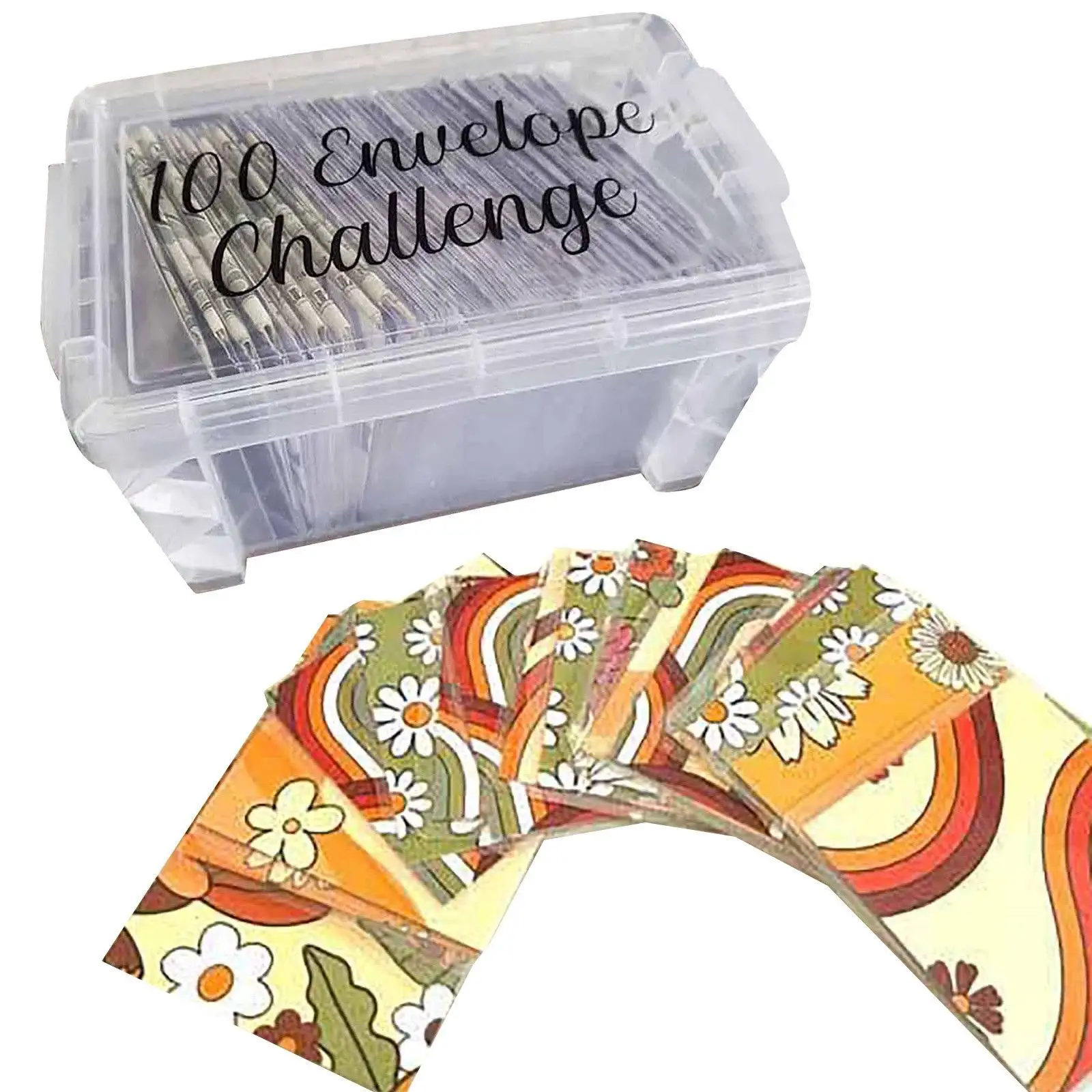 100 sobres caja de desafío para ahorrar dinero, planificador de presupuestos, sobres impermeables para ahorrar dinero en efectivo