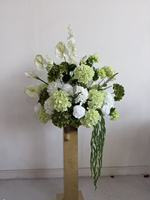 Weiß-Grünes Handgefertigtes Hochzeits-Blumenarrangement Künstlicher Calla-Lilien-Strauß Rose Hortensie 60cm Blumenball Tischdekoration