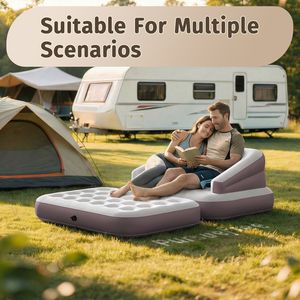 Canapé gonflable double épaisseur, portable, rectangulaire, matelas de camping gonflable - Product Image 4