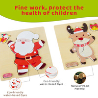 Puzzle en bois Montessori de Noël, planche à emboîter, Père Noël, coordination œil-main, jouet éducatif pour les enfants de 5 à 7 ans, unisexe