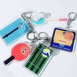 Custom Acrylic Rotating <b>Anime</b> Pattern Key Chain Basketball Volleyball Badminton Table Tennis Swimming Pendant Backpack Bag - Product Image 1