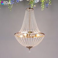Lustre moderne en cristal LEDA pour salle de mariage, élégante suspension LED à perles pour la décoration de plafond de mariage