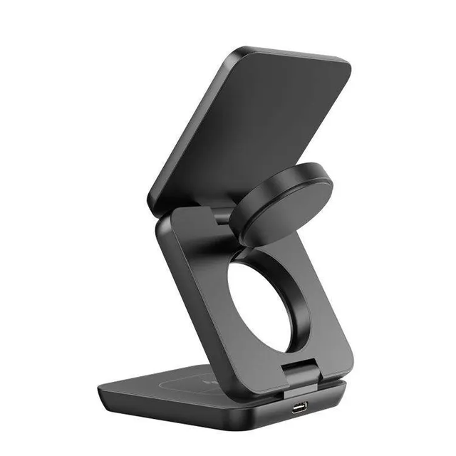 Portable 15W 3 in 1 Foldable Wireless Charger Mobile Phone Holder Magnetic Folding Fast Charging Station Stand