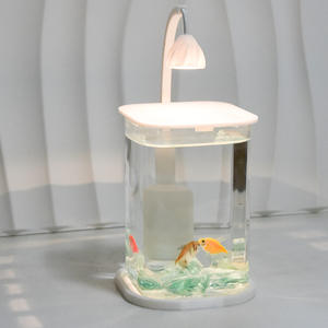 ตู้ปลาขนาดเล็กพร้อมปั๊มลม ของตกแต่งที่มีความโปร่งแสงสูง และไฟกลางคืน ของขวัญสุดพิเศษ - Product Image 4