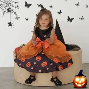 Nuevo Diseño al por Mayor, Vestido de Calabaza en Capas para Niñas, Disfraz de Otoño para Bebés y Niños, Vestidos de Halloween para Niñas - Product Image 1
