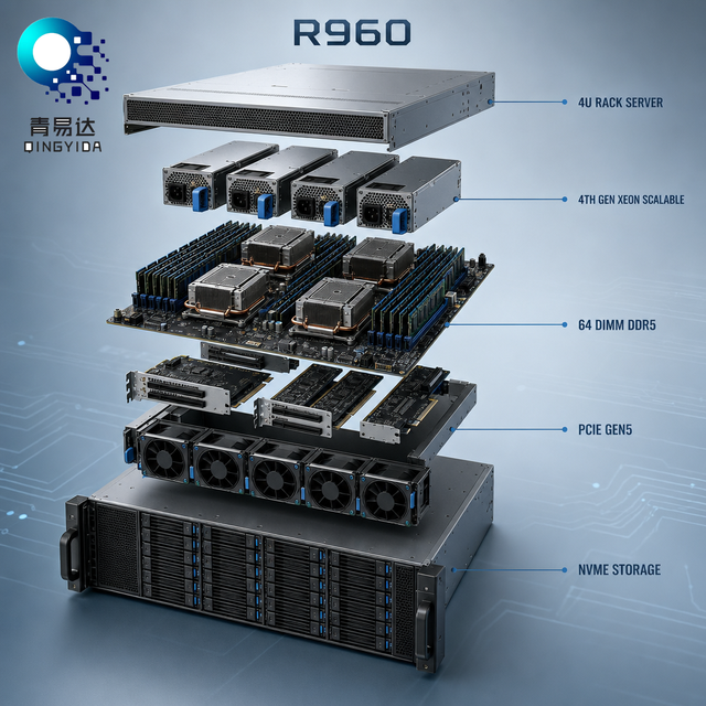 PowerEdge R960 2U Rack Server Dual Socket Processor DDR5 PCIe 5.0 NVMe Hot Swap Enterprise Server