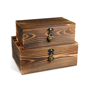 Wholesale custom brown wooden crate boxes gift set of 2