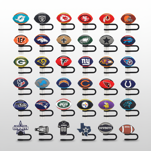 Nuovo Topper per Cannuccia in Silicone PVC da 10mm Stile Squadra di Football Americano, Vendita all'Ingrosso - Product Image 1