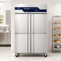 Congélateur de cuisine professionnel à 4 portes, à flux d'air dynamique ventilé, durable, de qualité alimentaire, pour la restauration collective
