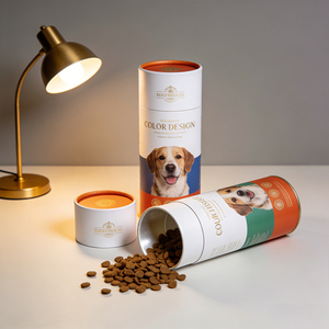 Emballage personnalisé pour aliments pour animaux de compagnie, tube en papier avec revêtement en aluminium, boîte hermétique de qualité alimentaire pour friandises pour chiens et chats, boîte cylindrique - Product Image 1