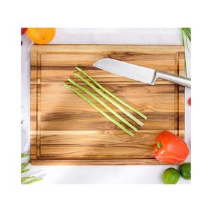 Planche à découper en bois de chêne massif robuste avec revêtement non toxique grande surface idéale pour toutes les préparations de cuisine - Product Image 2