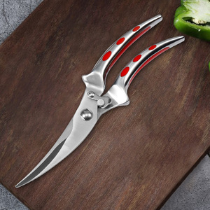<b>Kitchen</b> Chicken Bone <b>Shears</b> Stainless Steel Red Handle Home Use Straight Head 0360 - Product Image 2
