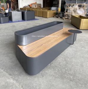 Plantador de metal Comercial Grande <span class=keywords><strong>para</strong></span> exteriores, jardineras de flores <span class=keywords><strong>para</strong></span> paisajismo de restaurante con Banco <span class=keywords><strong>para</strong></span> cafetería - Product Image 2