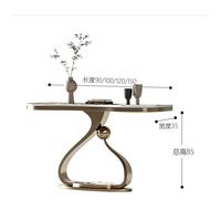 Table console moderne simple en acier inoxydable Table lumineuse de luxe Rock Board Design Home Living Room Table de couloir à boîtier très étroit